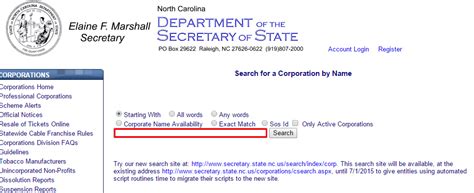 ncsois|department of the secretary of state nc.